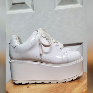 Patent White Super Platform Lace-Up Women's Shoes